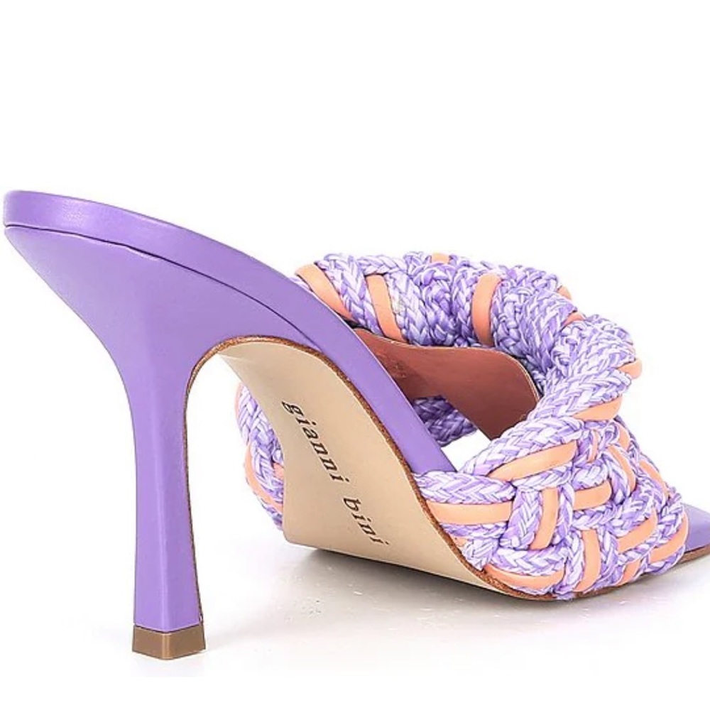 EUC GIANNI BINI bibby woven breaded cord purple square toe heels-worn once - Picture 2 of 10